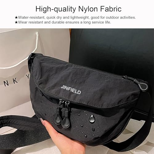 Image of Sling Crossbody Bag Women: Hobo Bag Lady Crescent Bags Nylon Dumpling Purse for Daily Travel Hiking Park