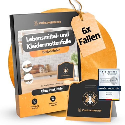 Produktfoto von SCHÄDLINGSMEISTER® Mottenfalle - 6 Stück - Pheromonfalle mit hoher Wirksamkeit - Gegen Lebensmittelmotten &…