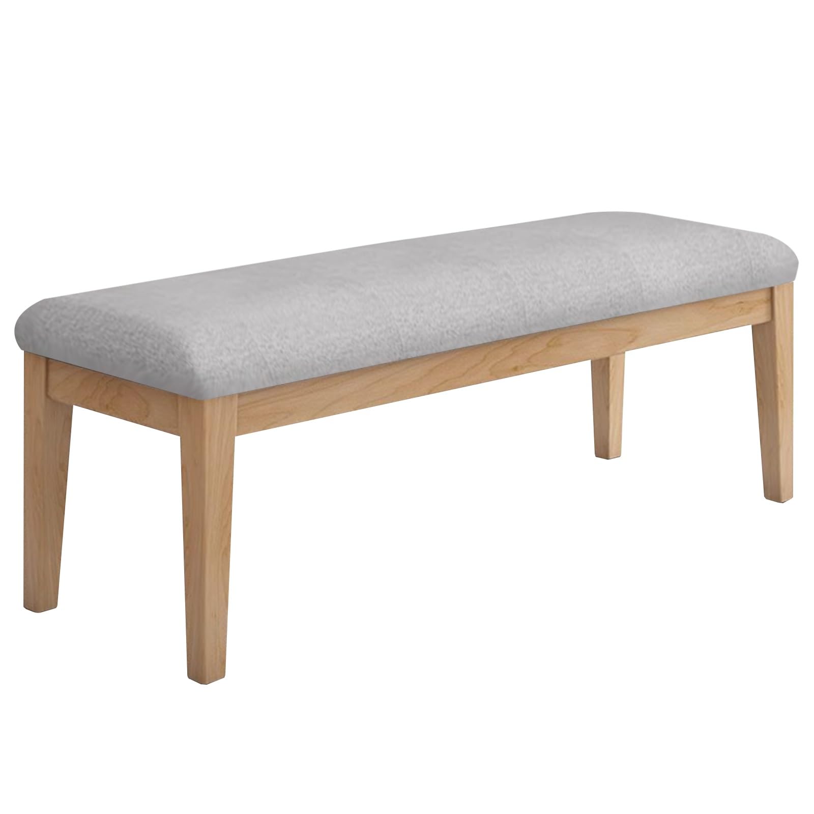 Banco de madera maciza y tela gris para dormitorio y salon