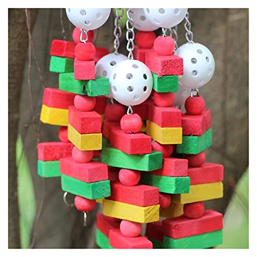 Vogelspeelgoed Vogel speelgoed kauwen spelen speelgoed grote medium pet papegaai cockatiel parkiet kleurrijke houten… - Afbeelding 5