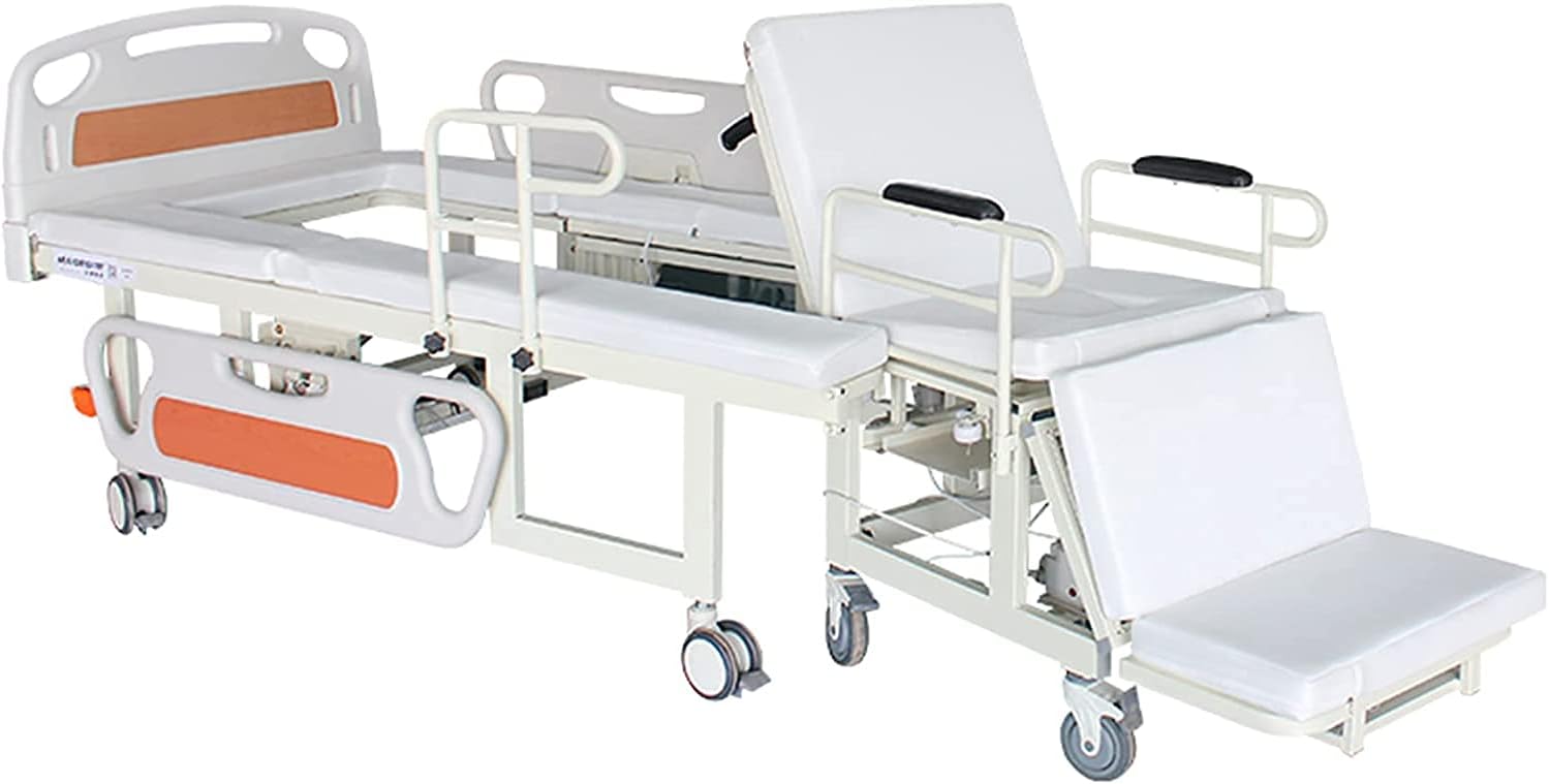 FLJMR Cama eléctrica de Hospital/atención domiciliaria, Cama hospitalaria Ajustable automática para Uso doméstico con función de Silla de Ruedas, elevación del Respaldo, Pierna Arriba y Pierna Abajo