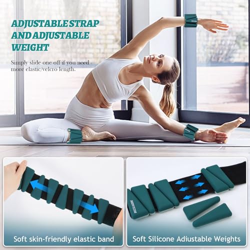 image for BECOJADDE Ankle Weights Set of 2 (2 lb Each) Adjustable Wrist Weights 