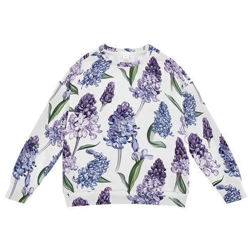 JUNZAN Aesthetic Hyacinths White Kids Girls Sweatshirts Hoodies Fleece Tops Clothing Shirts Sports 4T