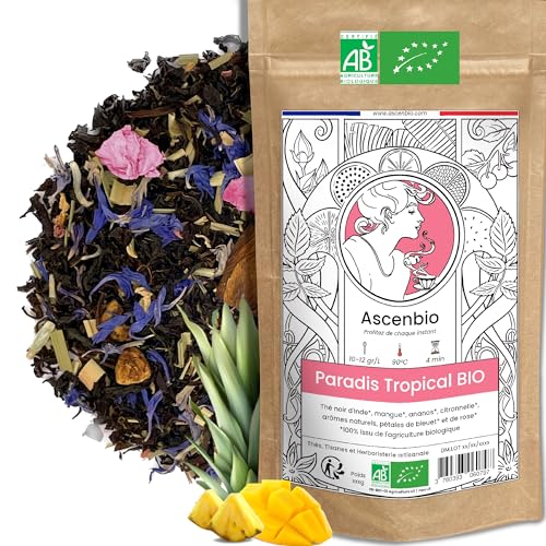 Ascenbio – Té negro – Paraíso tropical orgánico – 180 g a granel – preparado y envasado en Francia – embalaje biodegradable