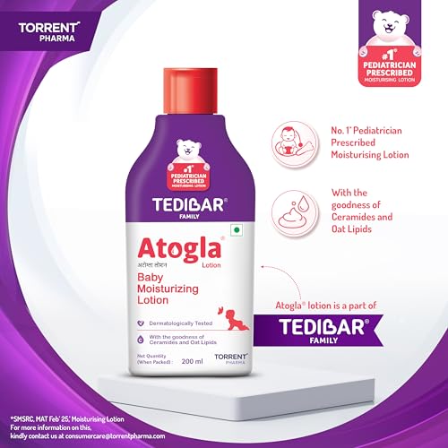 Image of Atogla Baby Lotion 200ml from Tedibar Family | No. 1* Pediatrician prescribed Moisturising Lotion- By Torrent Pharma