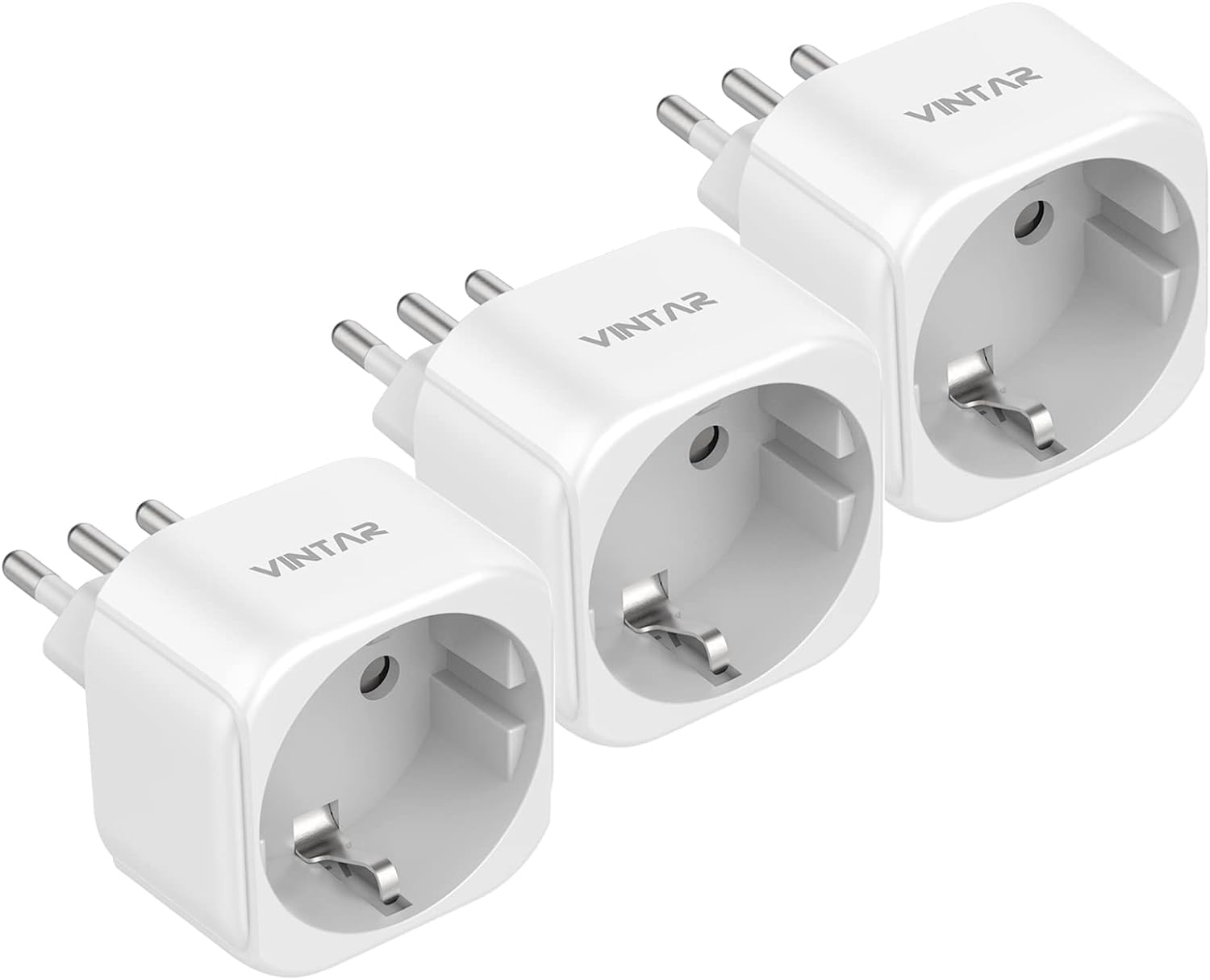 VINTAR 3 x Italy Travel Adapter, Europe/Germany to Italy Travel Adapter for Italy, Syria, Uruguay, Chile, Travel Adapter Type L, CE Approved