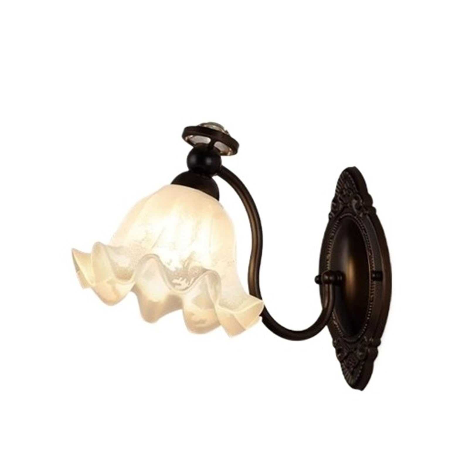 Kexcftg Tricolor Light Vintage Iron Wall Light Floral Glass Shade Bedroom Living Room Corridor Indoor Decorative Lighting Fixture(L32cm H25cm)