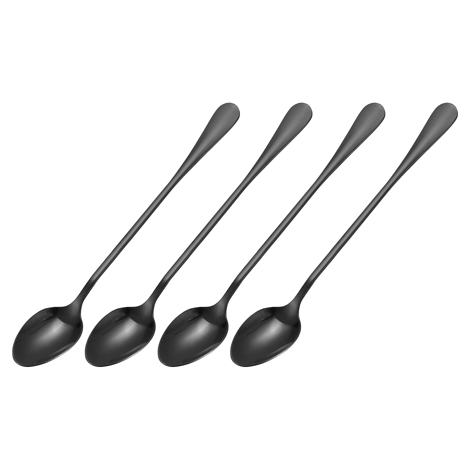 sourcing map Set of 4 Long Handle Spoon, 7.5-Inch Stainless Steel Ice Cream Spoon Cocktail Stirring Spoons Coffee Spoons for Mixing, Beverage, Coffee (Drak Grey)