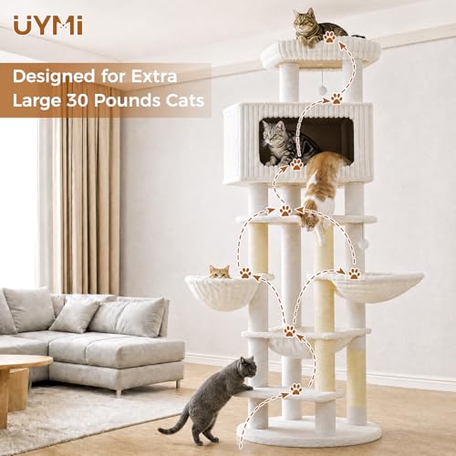 Image of XXL Heavy Duty Cat Tree, 84 inch Cat Tower for Indoor Cats Large Adult | XXL Cat Tower with 13 Thick Scratching Posts (φ4.3 inch), Large Perch, Spacious Condo & Big Hammock - for Maine Coon up to 20 lbs