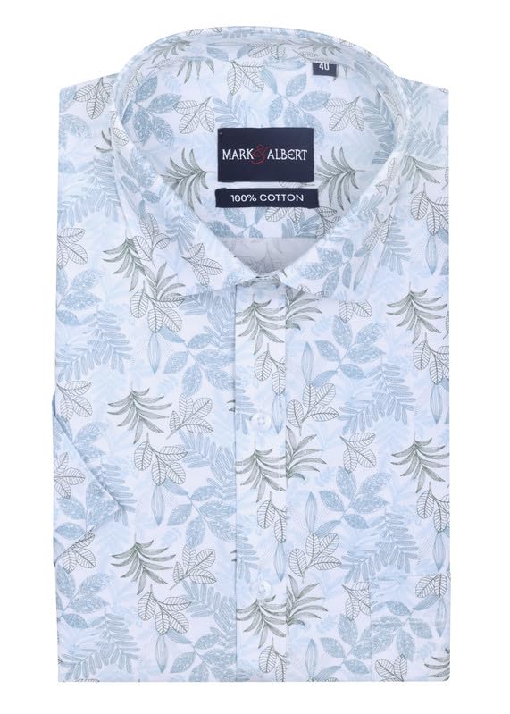 Image of MARK & ALBERT Men's 100% Cotton Printed Half Sleeves Regular Fit Shirt for Men