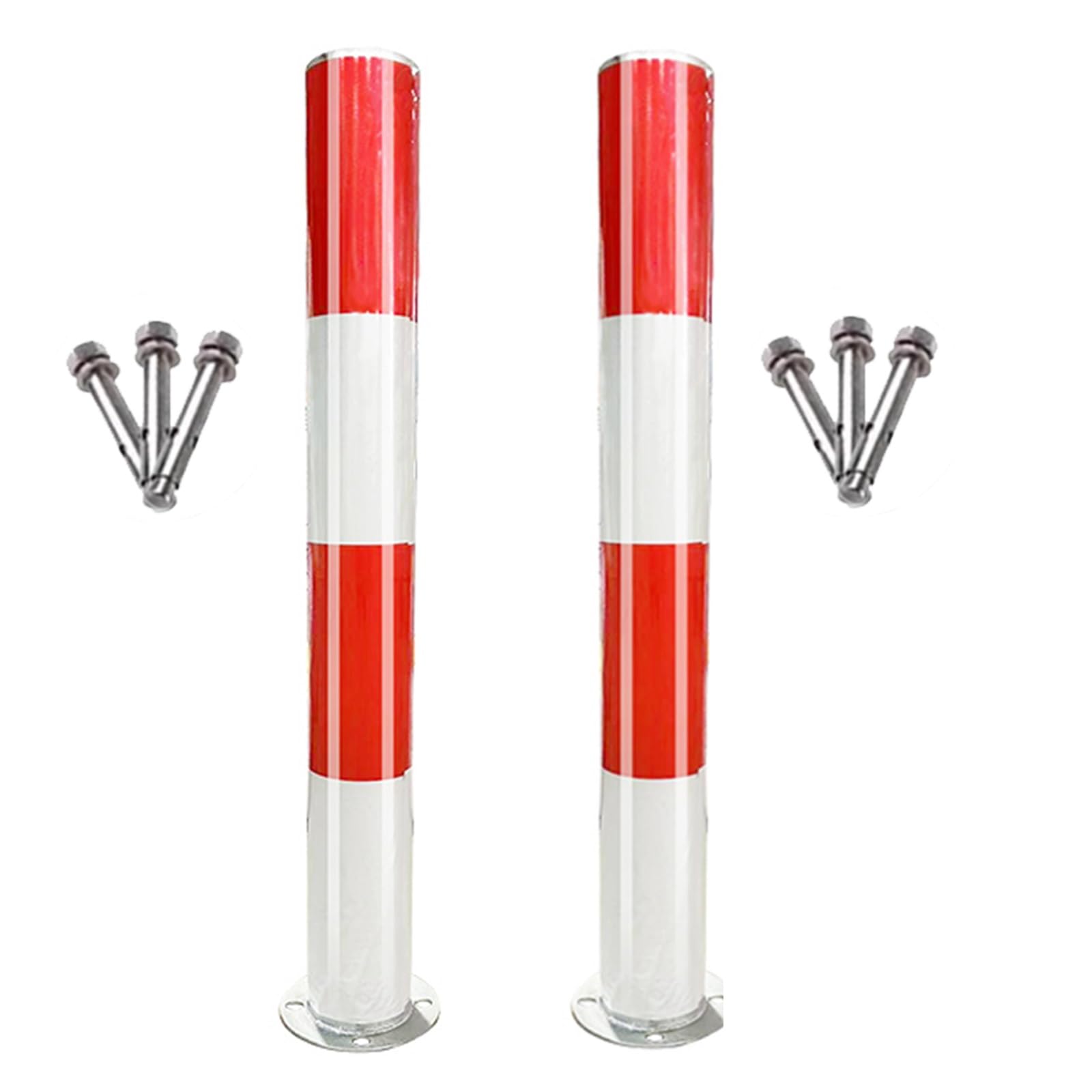 GTHTUHFD Safety Cones Bollard Post Parking Barrier,Traffic Delineator Posts With Expansion Bolts & Reflective Collars For Driveway/Streets/Schools/Front Of Buildings,Steel Ro,2packs-75cm/29.5