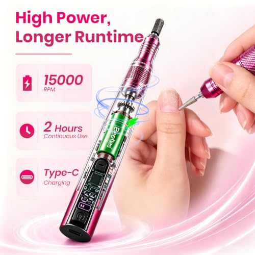 Image of Beetles Cordless Nail Drill Kit, 6 Drill Bit 35 Speed Electric Nail File | Rechargeable Nail File Drill for Gel Polish Acrylic Gel Extension Builder Removal,0-15000 RPM Beginner DIY Manicure Tools