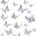 24 Pièces 3D Papillon Stickers Muraux Ornements De Papillons Amovibles pour DIY Fête et Décoration de Chambre(Argent)