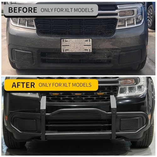 Image of Bull Bar Compatible with 2022-2024 Ford Maverick XLT (Not for 2025+) Front Bumper Carbon Steel Bolt-On Grill Bar Bumper Grille Brash Gurad for 2023 Maverick Accessories (Not for FX4 Package)