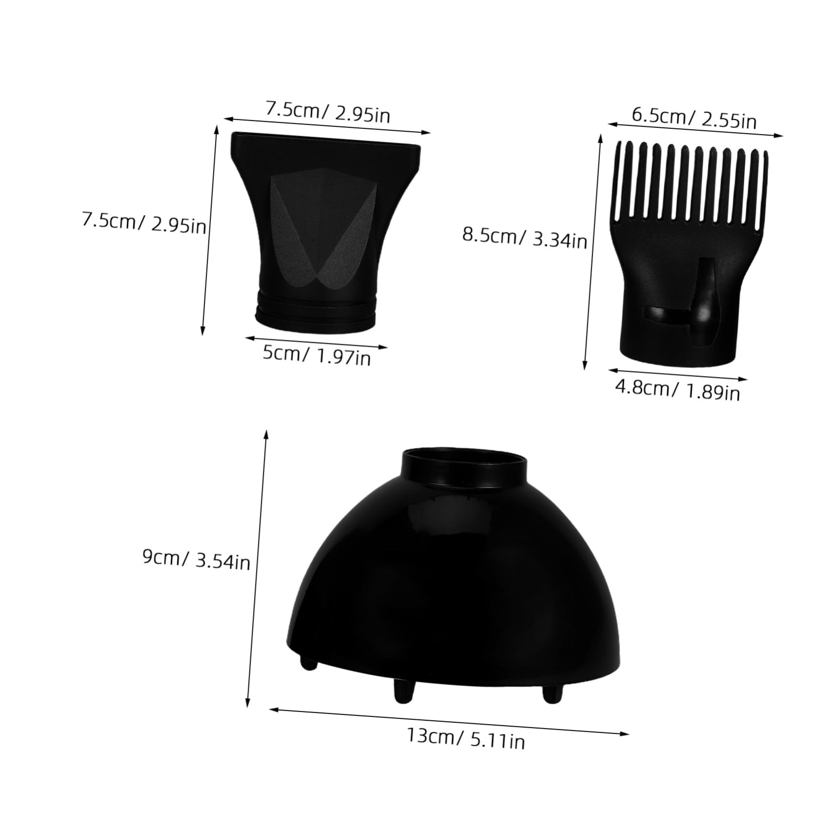 Garneck 3-in-1 Hair Dryer Attachment Set: Diffuser Concentrator and Comb Nozzles for Quick and Efficient Drying