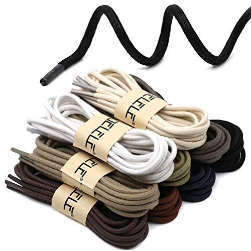 Image of DELELE 2 Pair Super Cotton Round Waxed Shoelaces 1 /8 inchThick Shoe String Boot Laces for Dress Shoes
