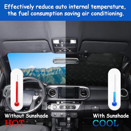 Image of Windshield Snow Cover Fit for Toyota Tacoma 2015-2022, Front Windshield Cover for Ice and Snow, Auto Extra Thick Windshield Ice Cover Protects Windshield from Rain, Sun, Frost