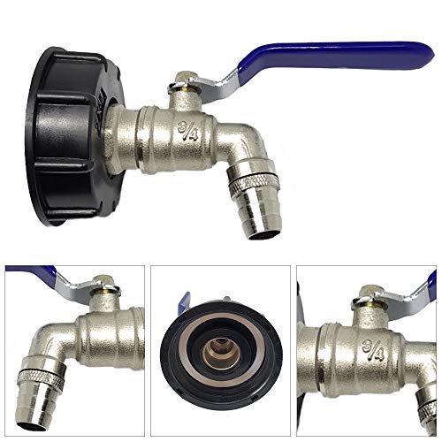 IBC Tank Adapter, IBC Tote Tank Drain Adapter S60X6 to Brass Garden Tap with 3/4" Hose Fitting Oil Fuel Water - Image 3