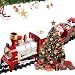 Juego clásico de trenes de Navidad con luces y sonidos, juego de tren eléctrico de lujo, funciona con batería, locomotora y pista de juego de 8.5 pies para debajo del árbol juguetes regalo para niños