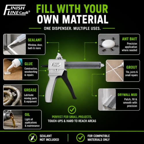 Image of Precision 55 ML Dripless Syringe-Style Caulk and Sealant Applicator - Empty Syringe Barrels, Fine Tip Nozzles, Caps & Easy-Fill System - Ideal for Caulking, Adhesives, and Sealants