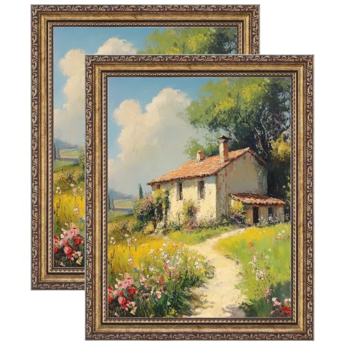 Image of eletecpro 8.5x11 Vintage Picture Frame, Glass Cover, Bronze Gold, 2-Pack | Display Photo 8.5x11, Horizontal or Vertical, Tabletop or Wall Decor