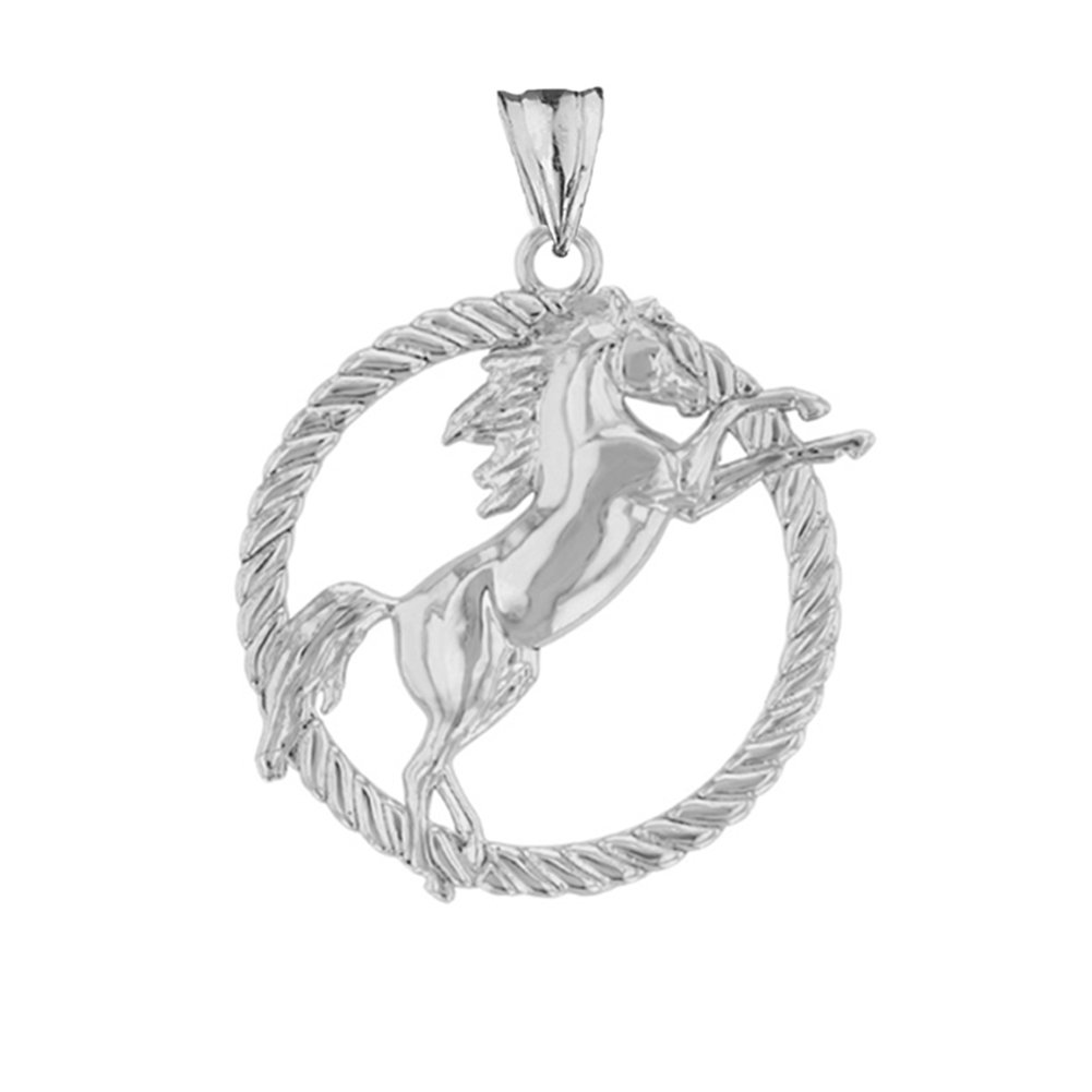 Precious Sterling Silver Stallion Horse Rope Pendant