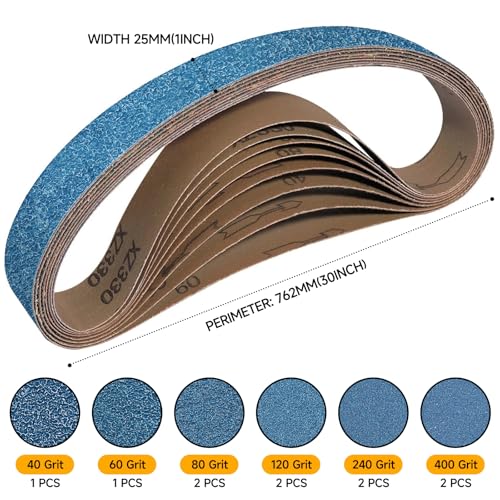 Image of 10-Piece Premium 1 x 30 Inch Zirconia Sanding Belts 40-400 Grit