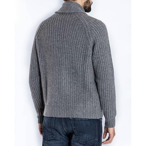Men's Button Down Cardigan Ribbed Sweater Knitted Shawl Collar Casual Sweater Open Front Solid Long Sleeve Sweaters3
