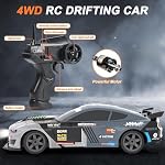 Dollox Remote Control Car 1/16 Scale RC Drift Car 2.4GHz 4WD High Speed 18+KM/H Vehicle with LED Lights and Spray, Extra Drifting Tires Racing Vehicle Toys Birthday Gifts for Adults Boys (Silver)