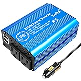 TVNIKD car Power Inverter Rate 375W / Peak 750W DC12V to AC 110V car Converter Adapter with 2 AC 2...