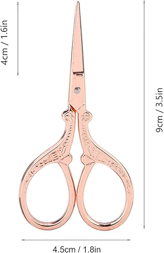 Miniatura 7 de Tijeras vintage, tijeras de punto de cruz retro europeas para costura, costura, manualidades, tela, uso diario (oro rosa)
