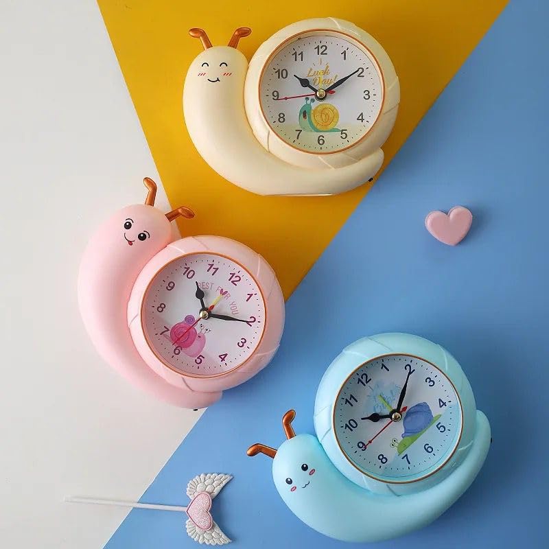 JMK Crafts Kids Desk Alarm Clock – Cute Snail Theme | Silent Non-Ticking Bedside Table Clock for Boys & Girls | Cartoon Decorative Clock for Bedroom, Study Desk & Shelf (Random Color) 3