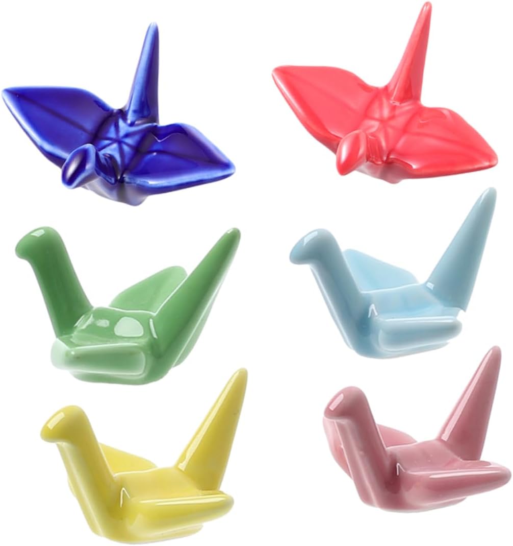 Chopstick Rest Chopsticks Holders decoration Rack 6pcs Statue Decor Japanese Decor Japanese Cake Floral Porcelain Paper Crane