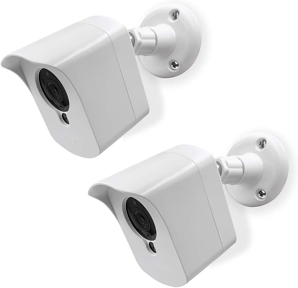 Mounting Kit for Wyze Cam (2 pcs White) - Outdoor Case for Wyze Camera & v2 1080p Full HD w/Screw Mounts - Wyze Waterproof Cover with Wall Mount Bracket - Solid Housing for Wyze Cams by SULLY