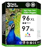 INKjetsclub Remanufactured Ink Cartridge Replacement for 3 Pack 96 & 97XL Ink Cartridge Value Pack. Includes 96 Black & 97 Color Compatible Ink Cartridges