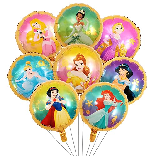 Babioms 8Pcs Princesse Helium Ballon, Fête D'anniversaire de Bébé Decoratio Journée Festive, Princesse Foil Ballons