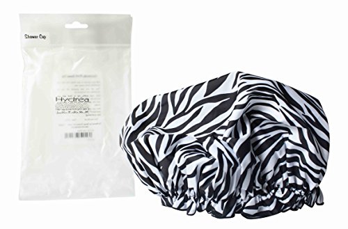 Hydrea London Eco-Friendly PEVA Shower Cap SC01Z Zebra Print Design