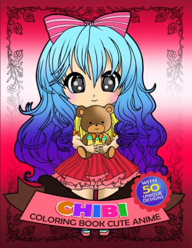 Chibi Girls Coloring Book Cute Anime - 50 unique designs: Kawaii Chibi kids, teen Christmas or Birthday gift, present or party favor. image 2