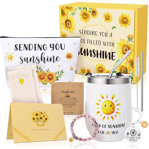 Sunflower Birthday Gifts for Women,Get Well Soon Gift Baskets Her Self Care Package Relaxation,Christmas Pamper Hamper thank you retirement teachers Friends Sisters Wife Mum