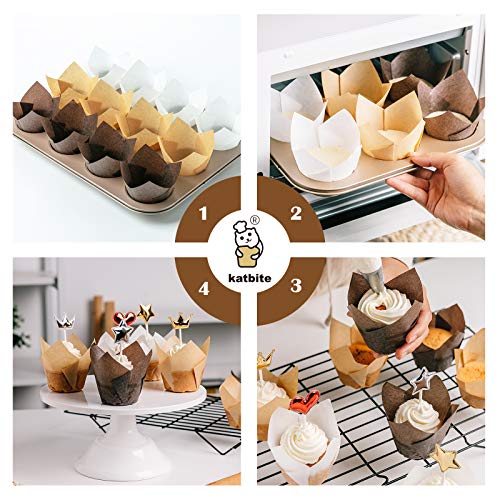 Katbite Tulip Cupcake Liners 200Pcs, Muffin Baking Cupcake Liners Holders, Baking Cups, Cupcake Wrapper For Party, Wedding, Birthday, Christmas Cupcake Liners #TOP3