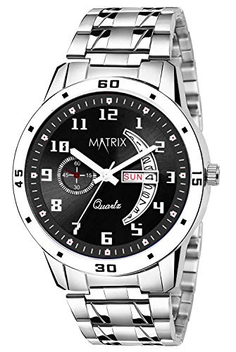 Matrix Analog Day & Date Functioning, Black Dial Stainless Steel Strap Men's Watch