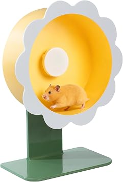 Hamster Wheel Super-Silent Hamster Exercise Wheels- Quiet Spinner Hamster Running Wheels with Adjustable Stand for Hamsters Gerbils Mice Or Other Small pet Yellow, Large