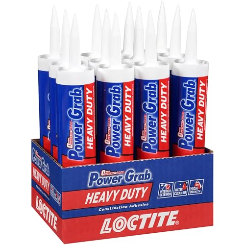 Image of Loctite Power Grab Express Heavy Duty Construction Adhesive, 9 fl oz Cartridge, 12 Pack - Versatile Construction Glue for Cement, Tile, Wall & More