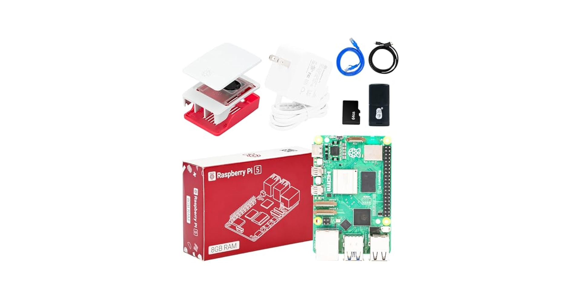 Raspberry Pi 5 8GB RAM ケース付き　2/7まで Amazon.com: RasTech Raspberry Pi 5 Kit 8GB RAM with 27W PD