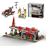 Holexapyd Red Rocket Gas Station Building Sets for Adults, Store Modular Building Architecture with Figures, Collectibles Toys Ideal Gifts & Christmas Home Decor for Game Fans (2267 Pcs)