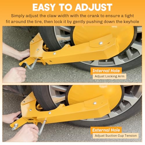 weyleity Wheel Lock Clamp | Heavy-Duty Anti Theft Tire Lock Adjustable Trailer Wheel Lock, Tire Boot Lock for RV Trailers, Cars, Trucks, SUVs (2) - Thumbnail 5