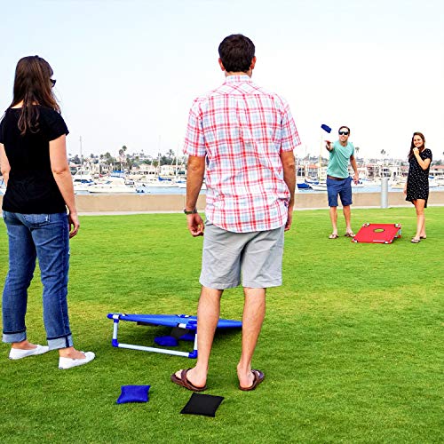 JMEXSUSS Weather Resistant Standard Corn Hole Bags, Set of 8 Regulation Cornhole Bags for Tossing Game (Black/Blue)