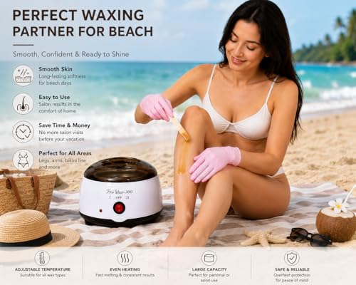 Image of Wax Heater Machine Combo 100gm Brazilian Stripless Formula for Face & Body with Spatula, Ideal for Upper Lips, Chin, Cheeks, Hairline, Bikini & Legs, Automatic Heating (Wax heater + Wax kit)