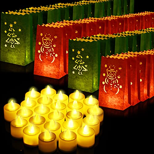 Bolsas luminarias navideñas seguras sin fuego para decoración de fiestas infantiles en el jardín