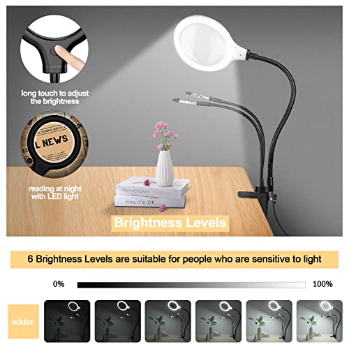 Magnifying Glass with Light and stand 3x Helping Hands soldering Magnifying Lamp with 28 Dimmable LED,Soldering Hand 3 Helping Arms Illuminated Reading Magnifier for Crafts,Reading,Sewing,Hobbies - Image 4